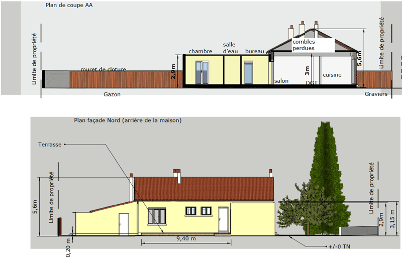 Plans coupe - Architecture intérieure Nantes - Gaimehh-Laëtitia Dewonck