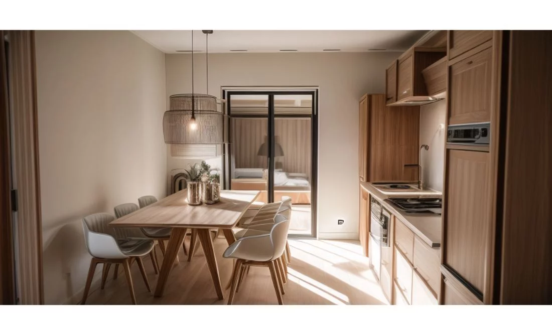 Image 3D Cuisine bois et blanc - Architecture intérieure Nantes - Gaimehh-Laëtitia Dewonck