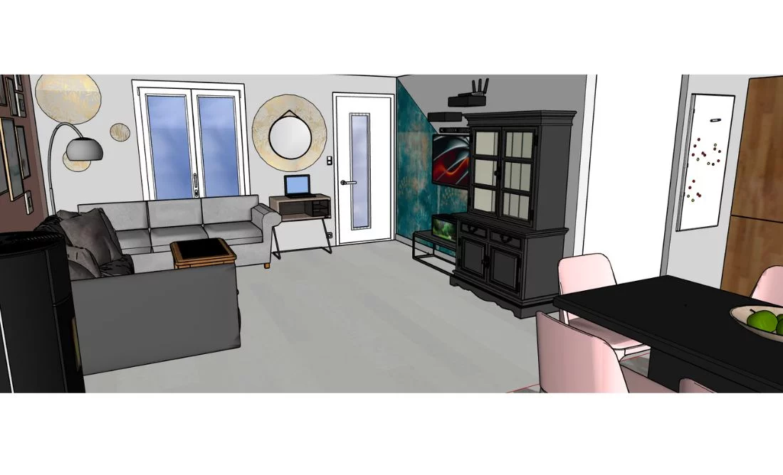 Image 3D salon télé -Architecture intérieure Nantes - Gaimehh-Laëtitia Dewonck